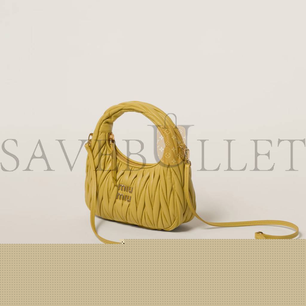 MIU MIU WANDER MATELASSÉ NAPPA LEATHER HOBO BAG 5BC125 (20*17*6cm)